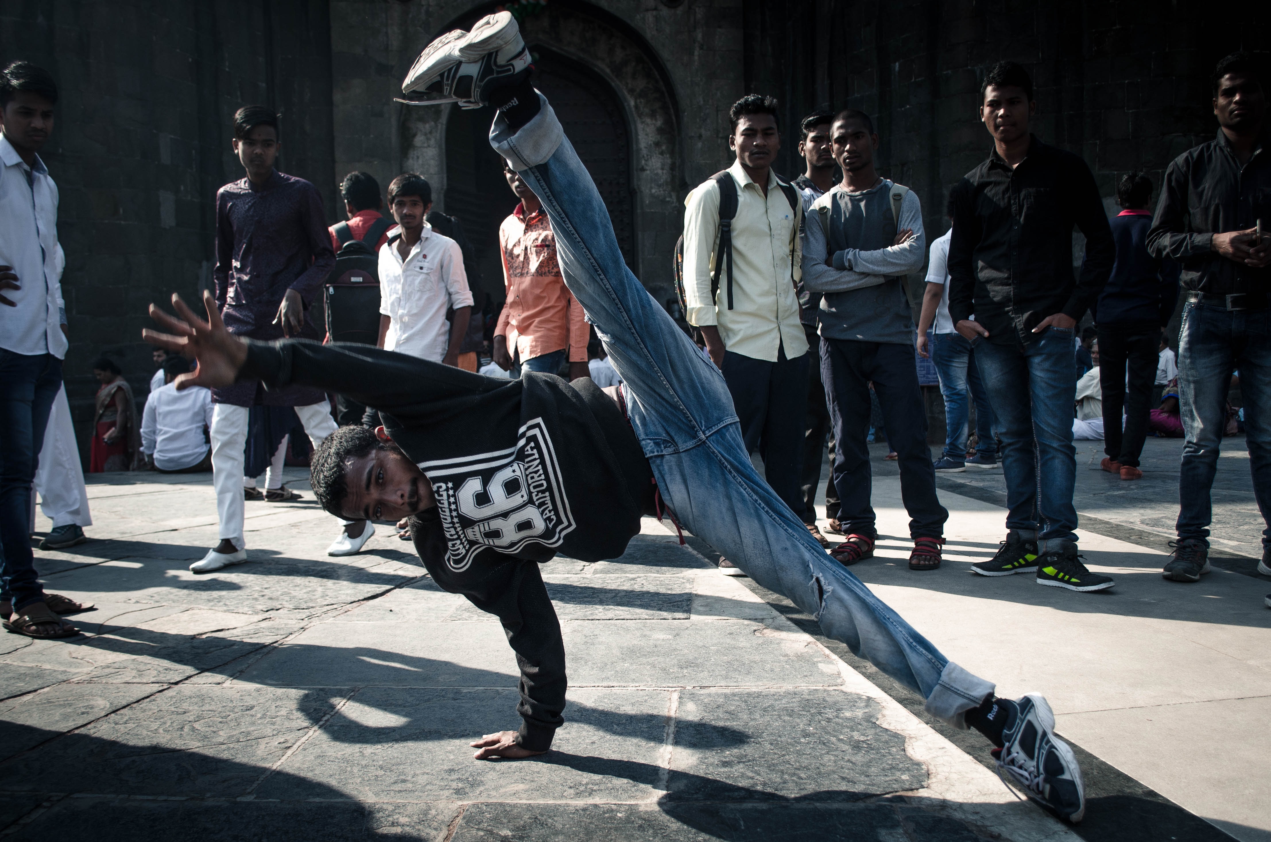 A Man break dancing.