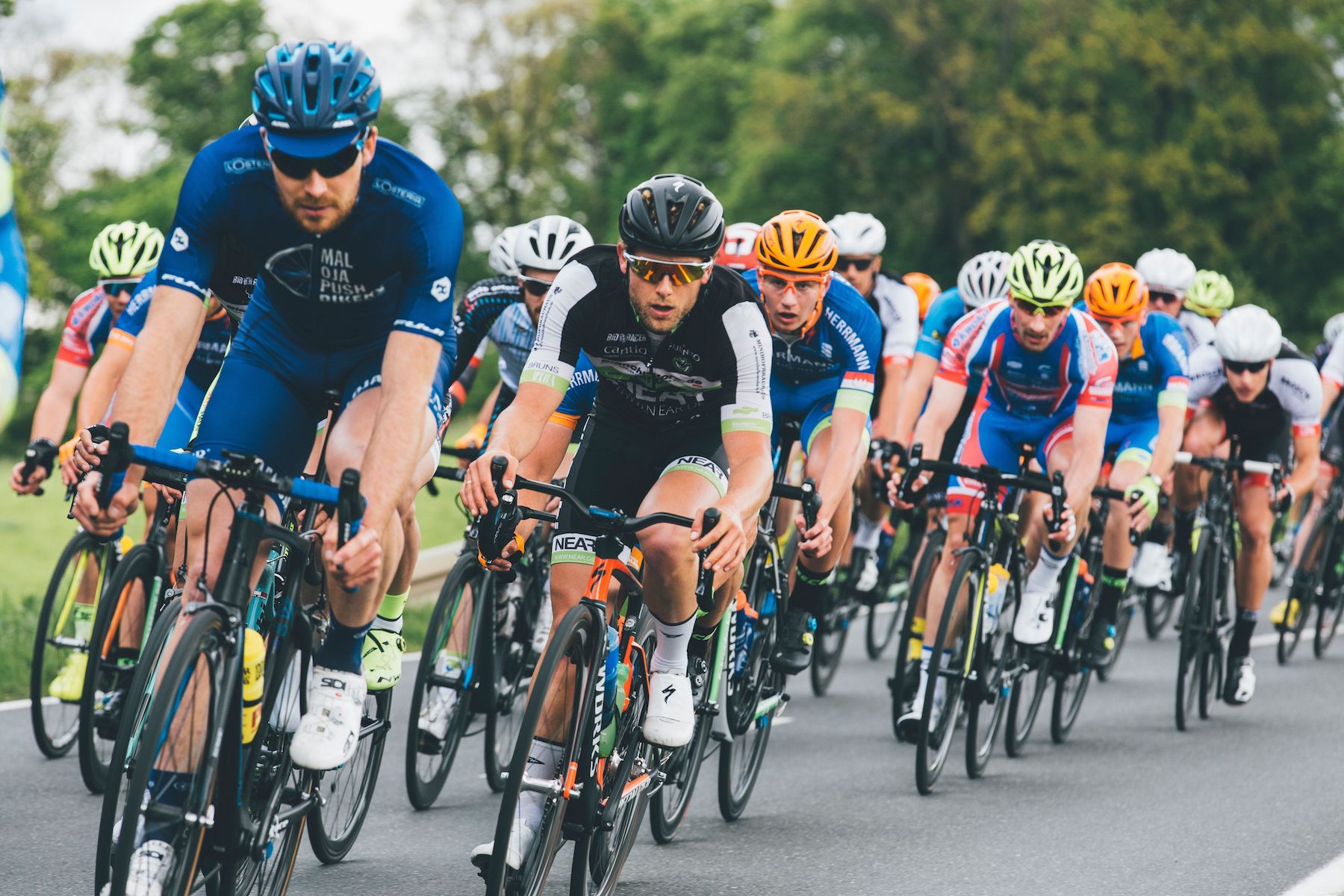 A group of cyclists in a race.